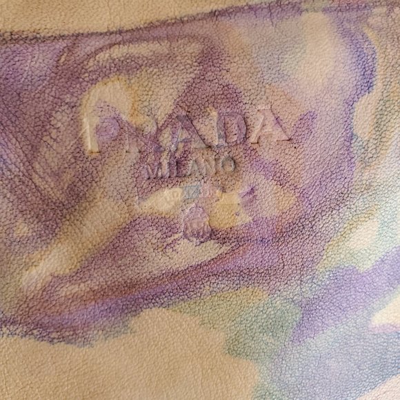 Prada leather hobo tote bag purple Pink blue white yellow grey ivory tie dyed - Picture 9 of 16